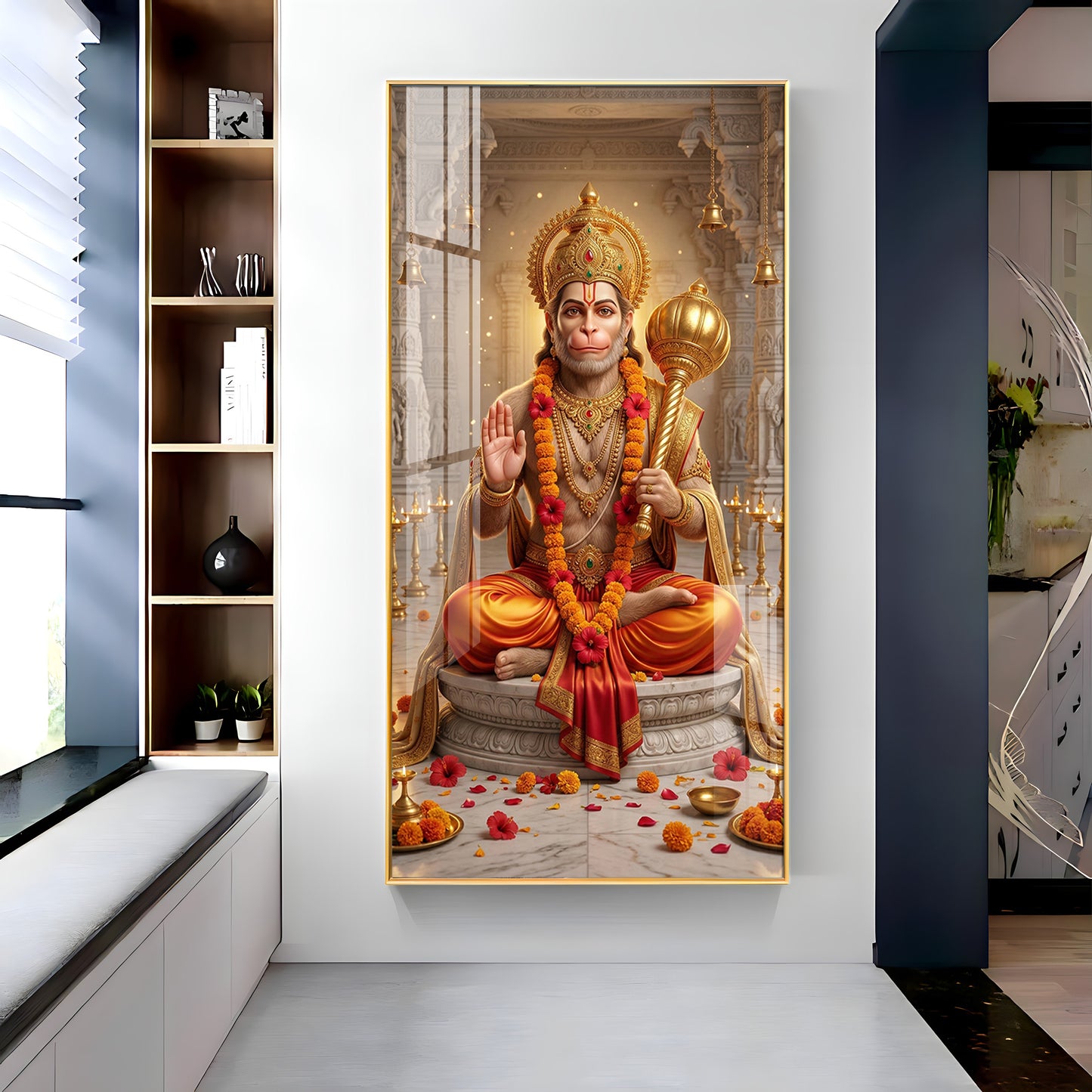 Divine Blessings Of Hanuman Ji Premium Acrylic Vertical Wall Art