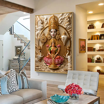 Lord Venkateswara & Goddess Lakshmi Premium Acrylic Vertical Wall Art