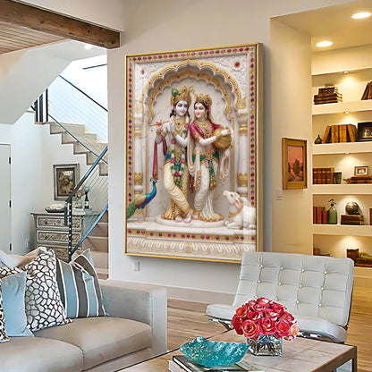 Radha Krishna Aura Premium Acrylic Vertical Wall Art