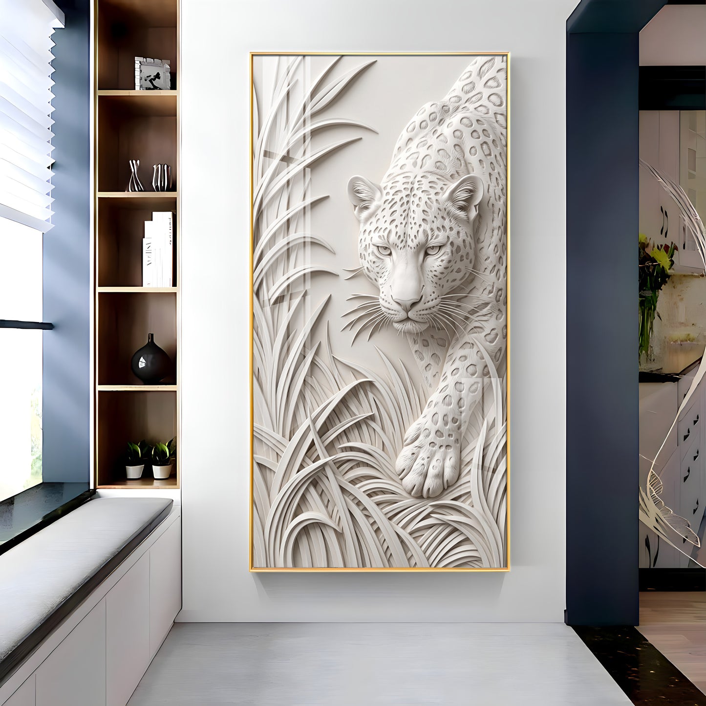 White Leopard Premium Acrylic Vertical Wall Art