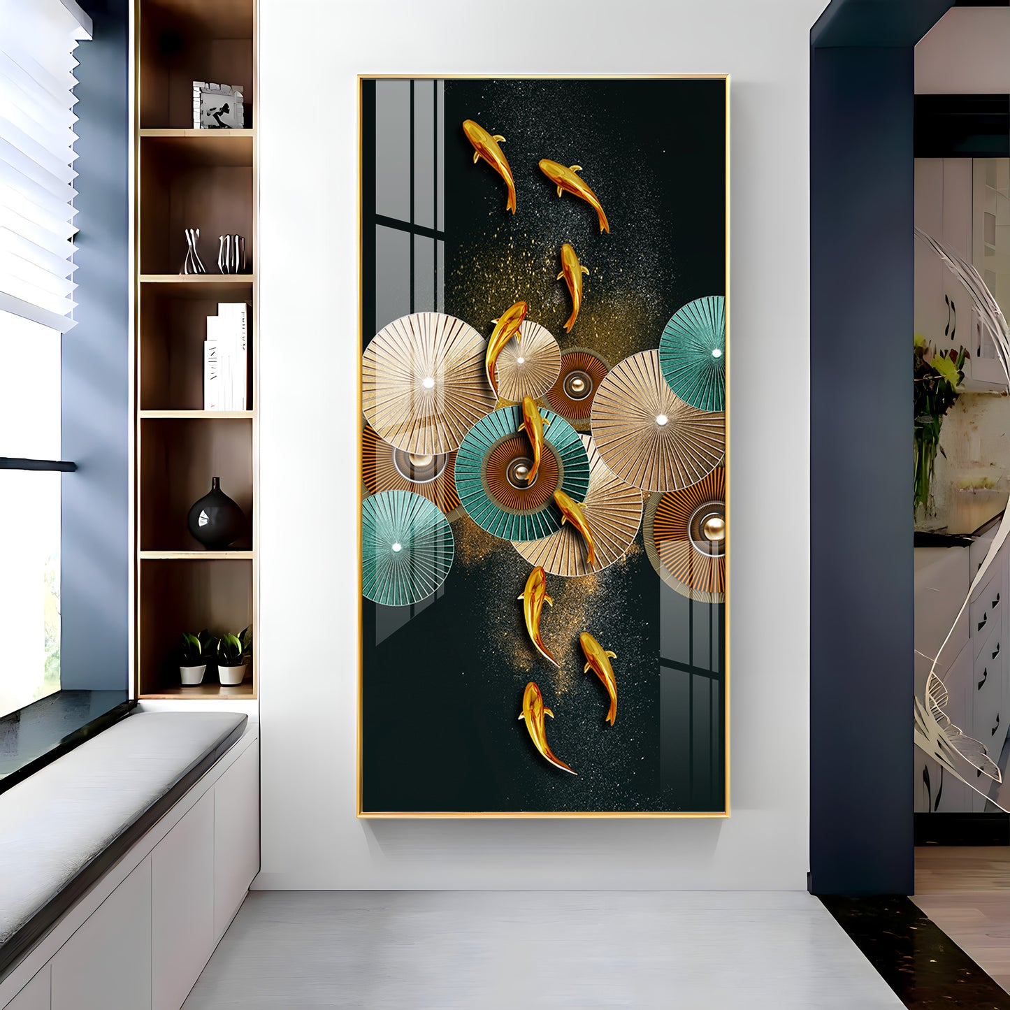 Serene Koi Fish Premium Acrylic Vertical Wall Art