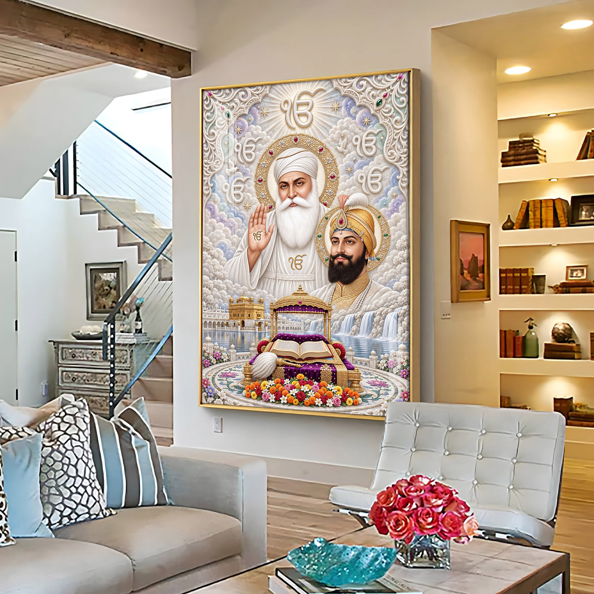 Guru Nanak Dev Ji & Guru Gobind Singh Ji Premium Acrylic Vertical Wall Art