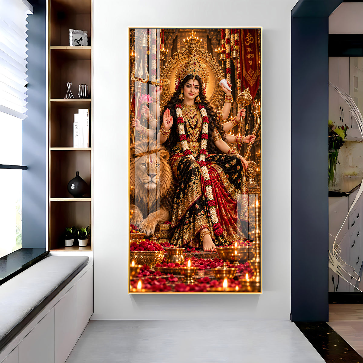 Divine Maa Sherawali Premium Acrylic Vertical Wall Art