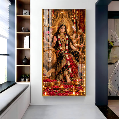 Divine Maa Sherawali Premium Acrylic Vertical Wall Art