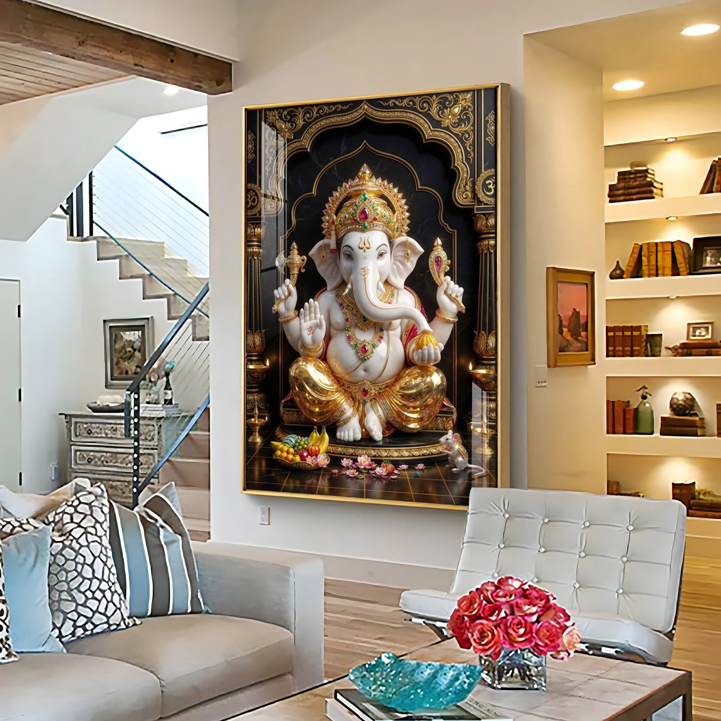 Hindu Lord Ganesh Ji Premium Acrylic Vertical Wall Art
