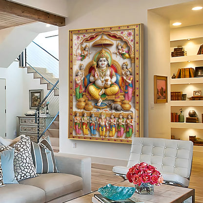 Lord Dhanpati Premium Acrylic Vertical Wall Art