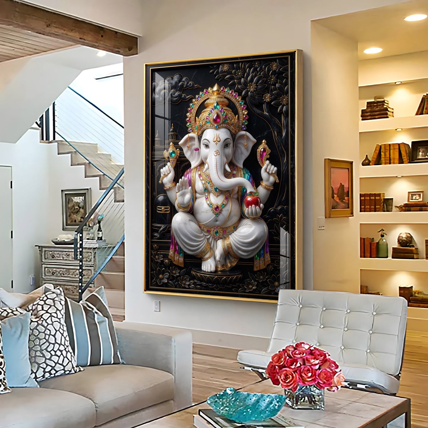 Hindu Lord Ganpati Ji Premium Acrylic Vertical Wall Art