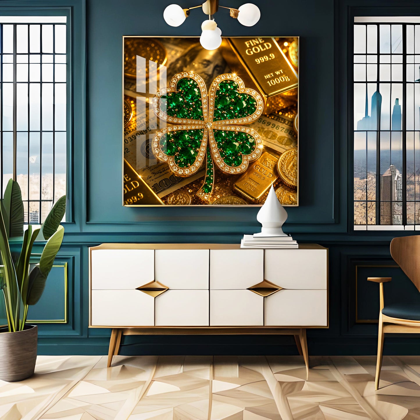 Green Gemstone Premium Acrylic Square Wall Art