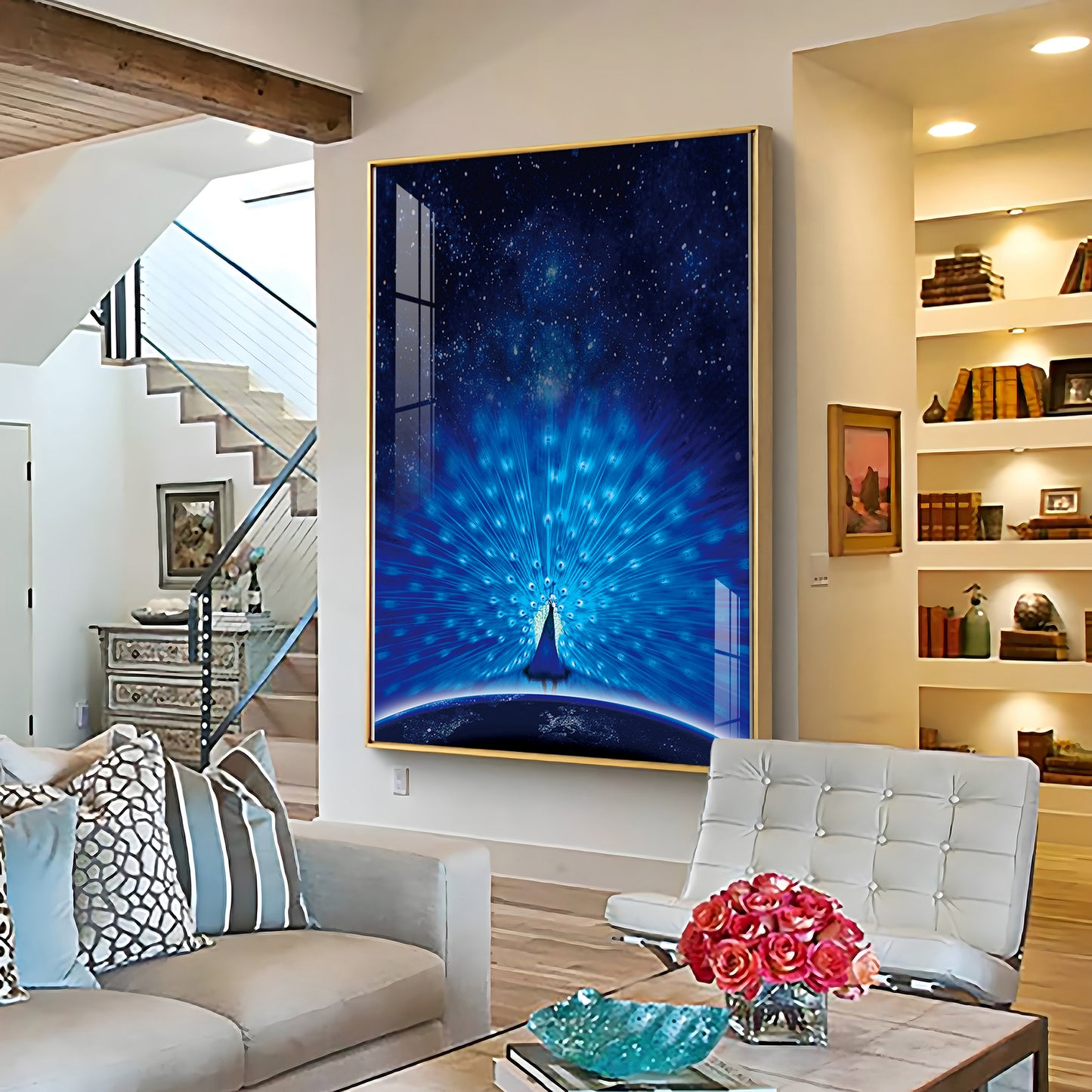 Mystic Peacock Premium Acrylic Vertical Wall Art