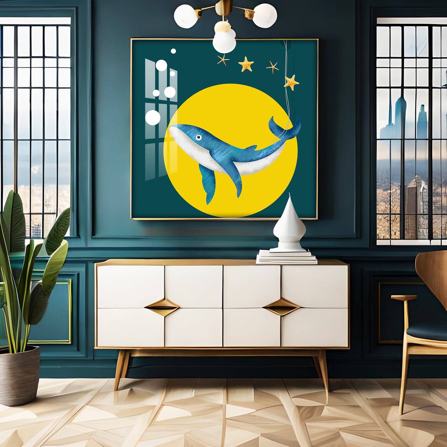 Whale Ocean Premium Acrylic Square Wall Art