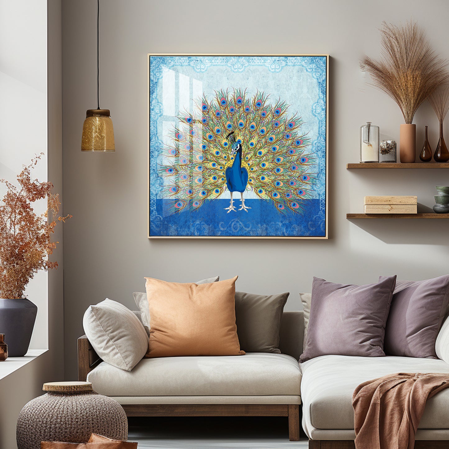 Peacock Premium Acrylic Square Wall Art