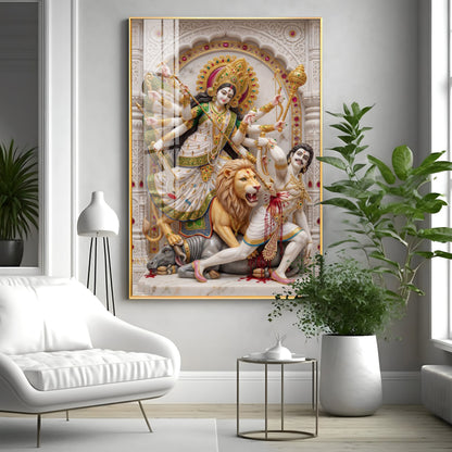 Hindu Maa Goddess Durga Premium Acrylic Vertical Wall Art