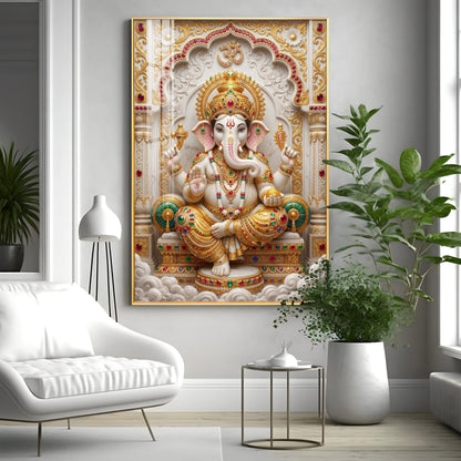 Hindu Deity Of Wisdom Ganesh ji Premium Acrylic Vertical Wall Art