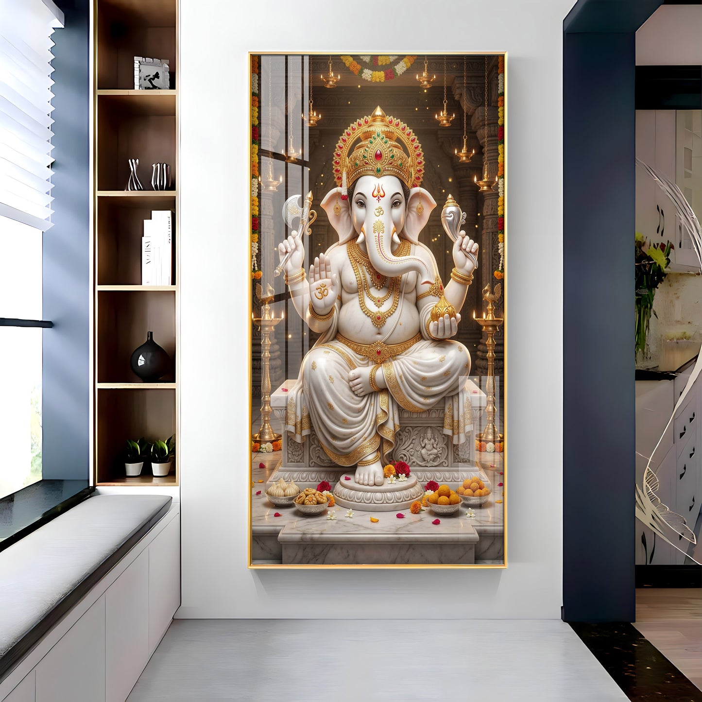 Divine Blessings Of Ganesh Ji Premium Acrylic Vertical Wall Art