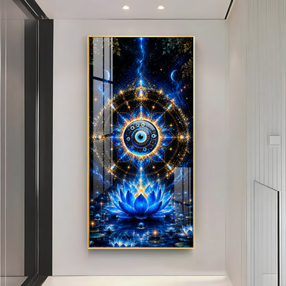 Cosmic Evil Eye With Lotus Premium Acrylic Vertical Wall Art