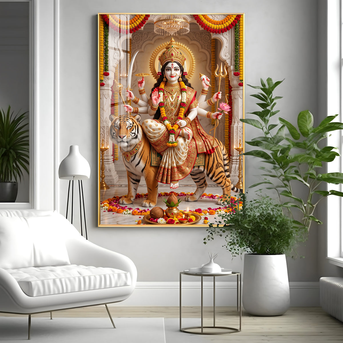Divine Sherawali Maiya Premium Acrylic Vertical Wall Art