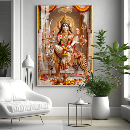 Divine Sherawali Maiya Premium Acrylic Vertical Wall Art