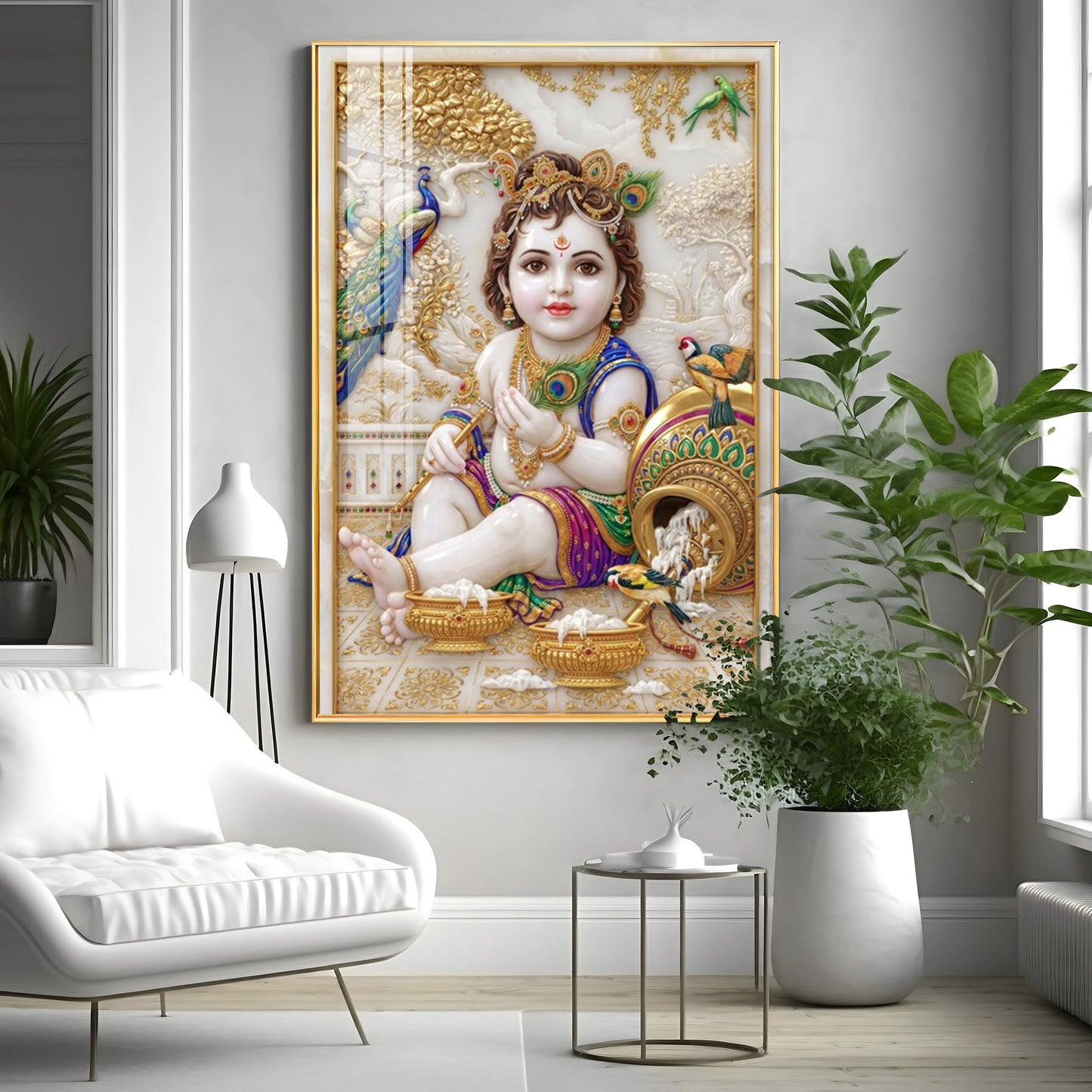 Divine Little Kanha Ji Premium Acrylic Vertical Wall Art