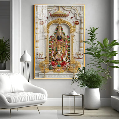 Goddess Lakshmi With Lord Venkateswara Premium Acrylic Vertical Wall Art
