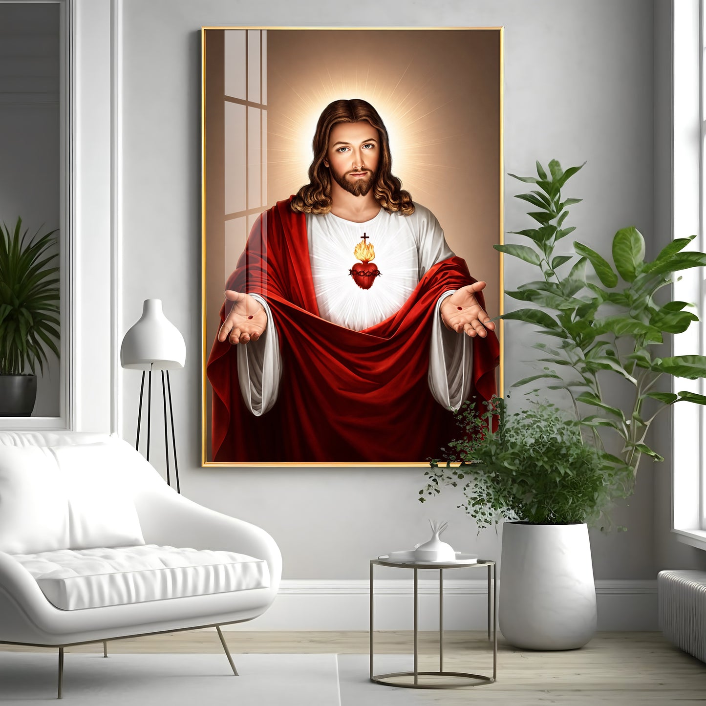 Jesus Christ With The Sacred Heart Premium Acrylic Vertical Wall Art