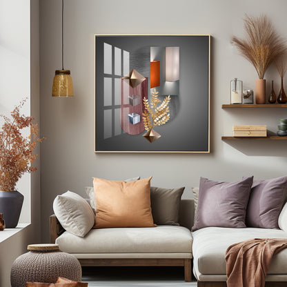 Geometric Designs With Gold Leaf Premium Acrylic Square Wall Art