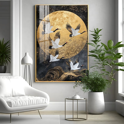 Majestic Cranes Soar Premium Acrylic Vertical Wall Art