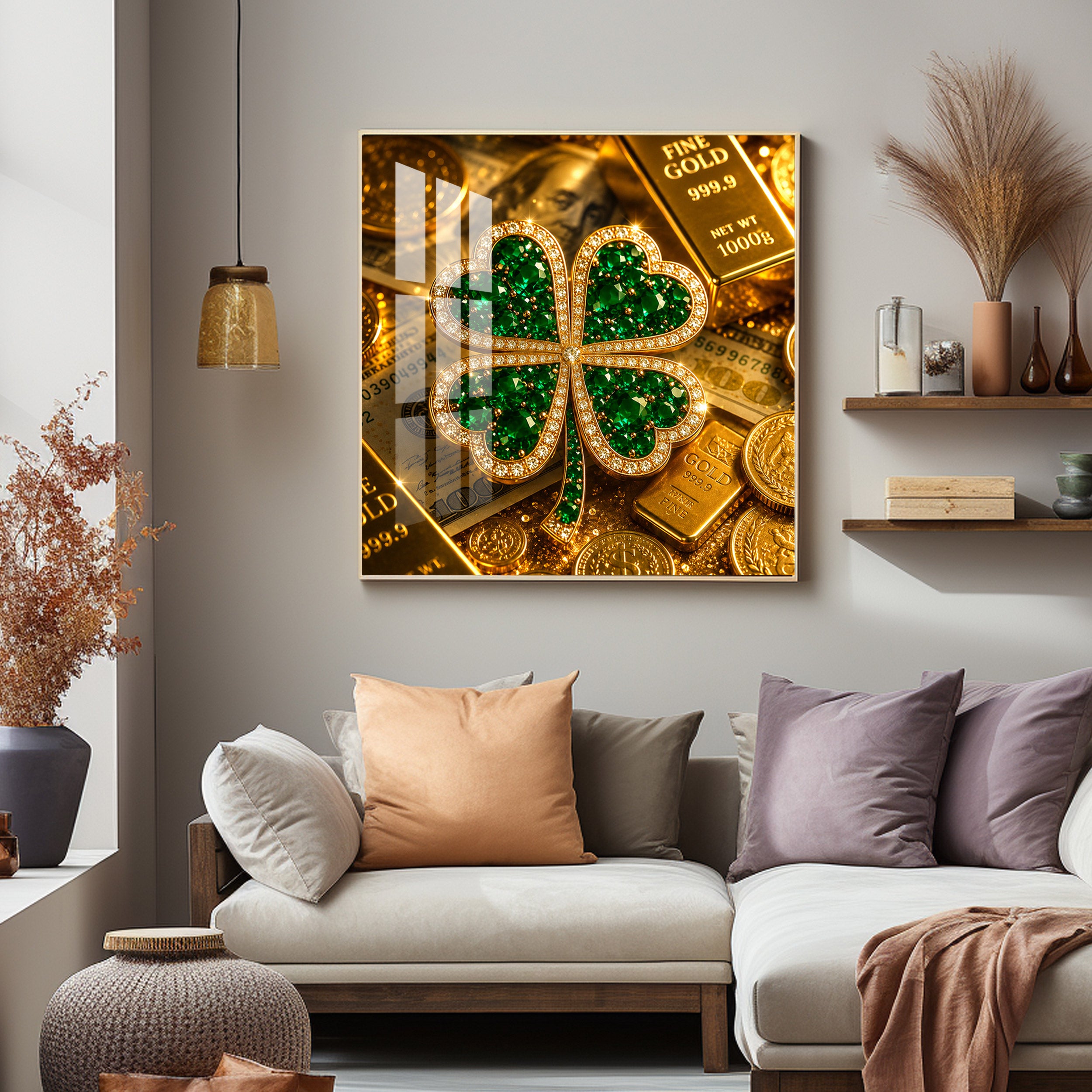 Green Gemstone Premium Acrylic Square Wall Art