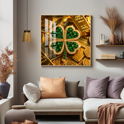 Green Gemstone Premium Acrylic Square Wall Art