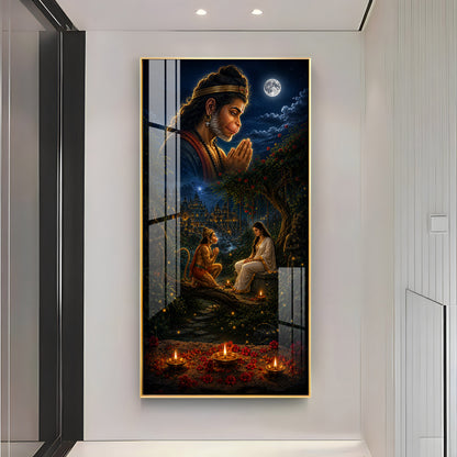 Lord Hanuman & Sita Maiya Premium Acrylic Vertical Wall Art