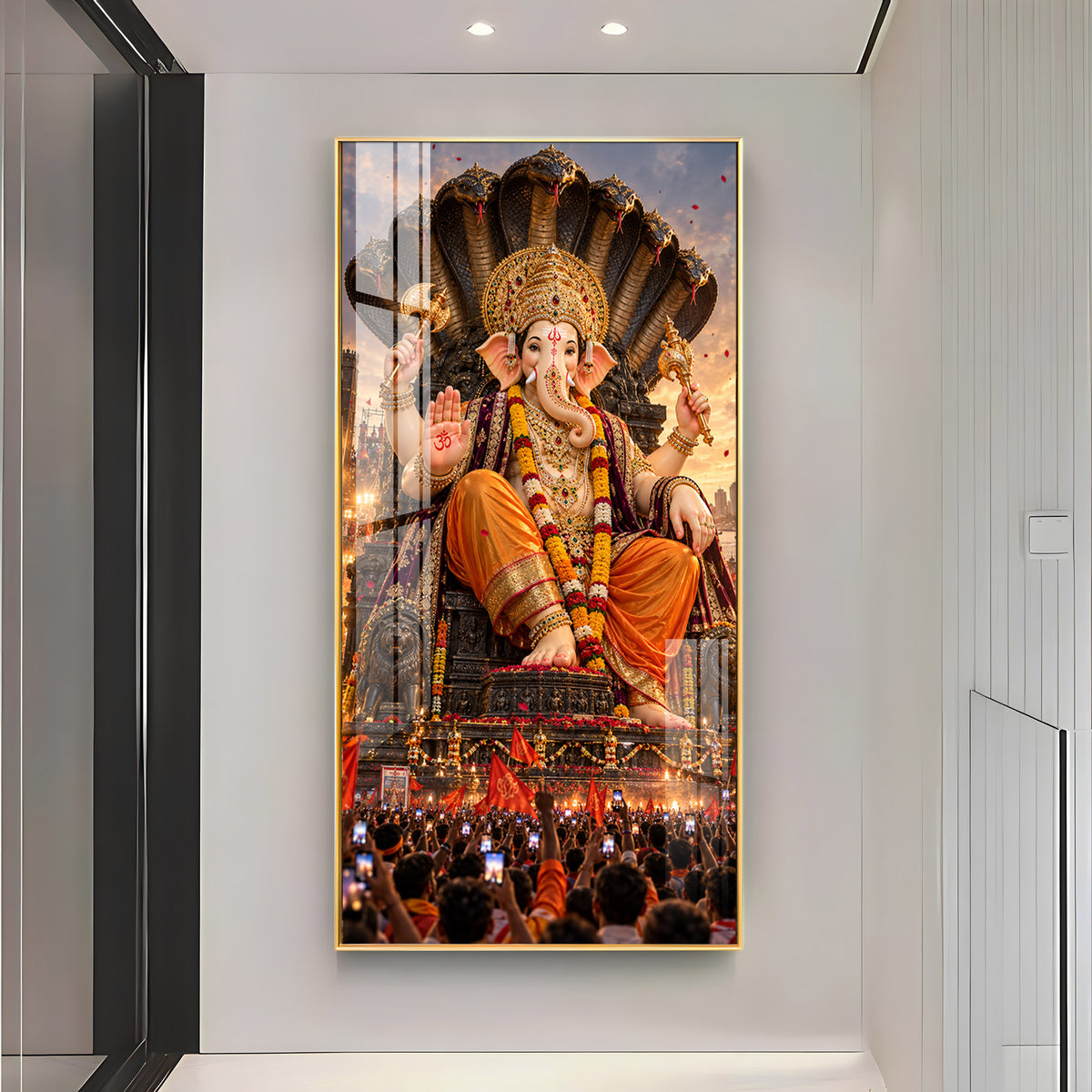 Lalbaugcha Raja Sheshnag Darshan Premium Acrylic Vertical Wall Art