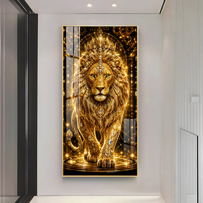 Golden Lion Premium Acrylic Vertical Wall Art