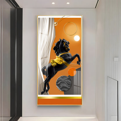 Muscular Black Horse Premium Acrylic Vertical Wall Art