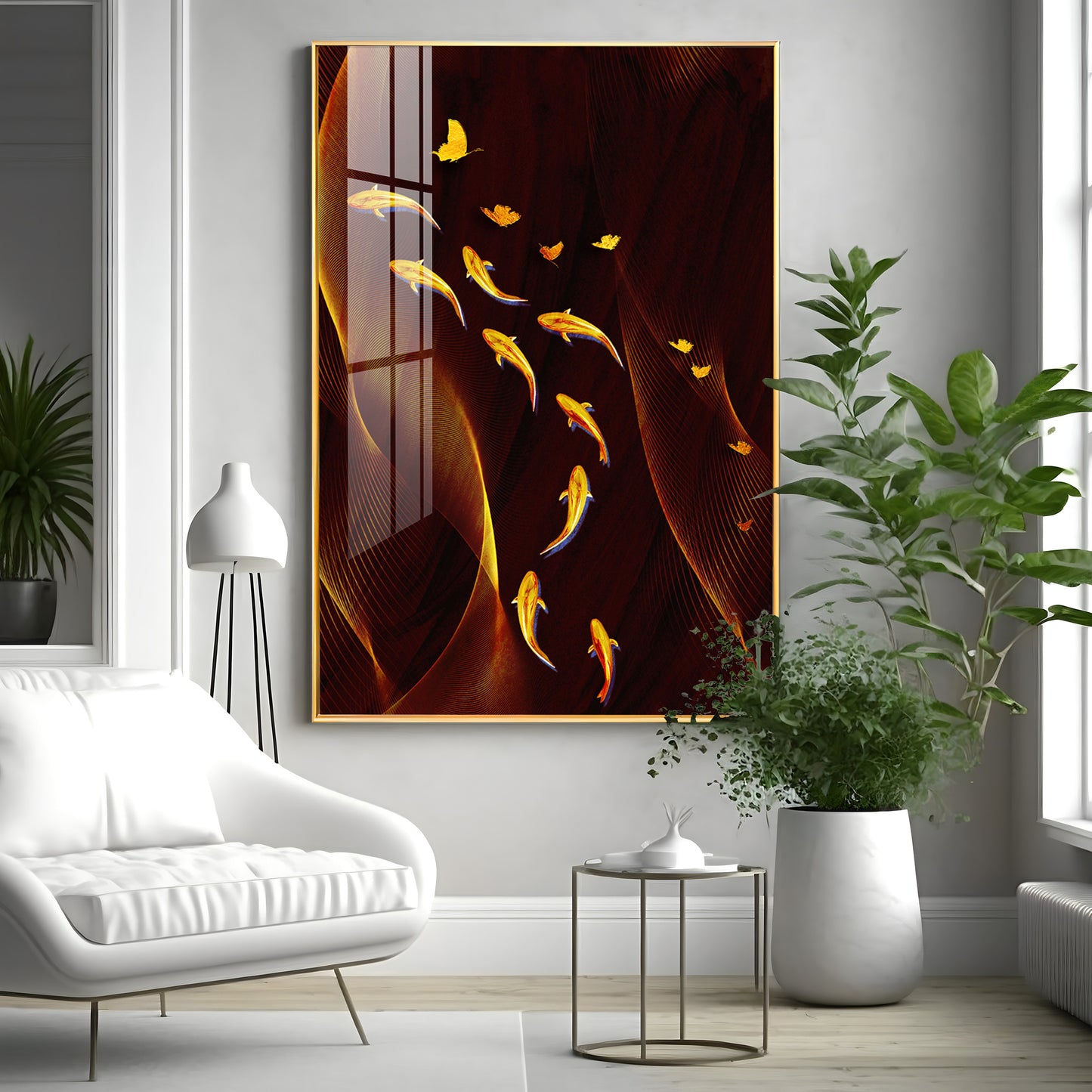 Fish Flow Circle Premium Acrylic Vertical Wall Art