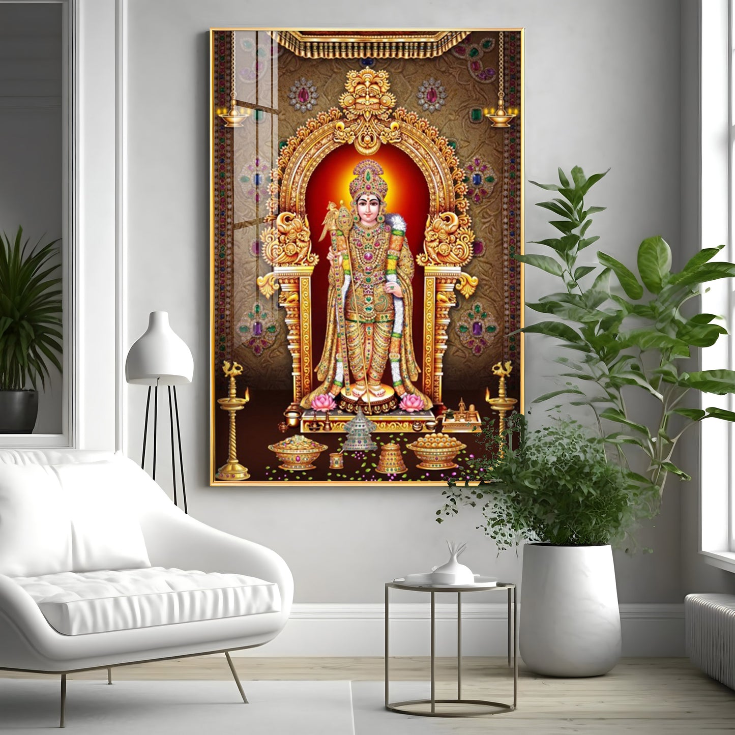 Depicts Lord Murugan Premium Acrylic Vertical Wall Art