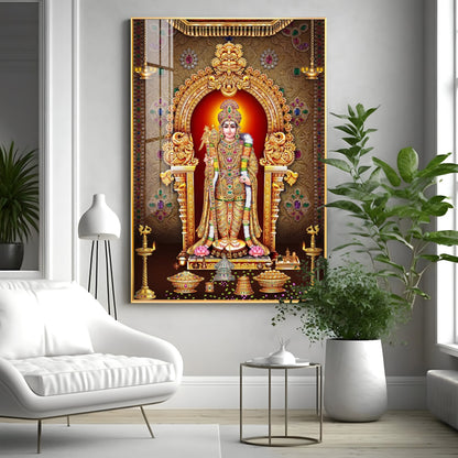 Depicts Lord Murugan Premium Acrylic Vertical Wall Art