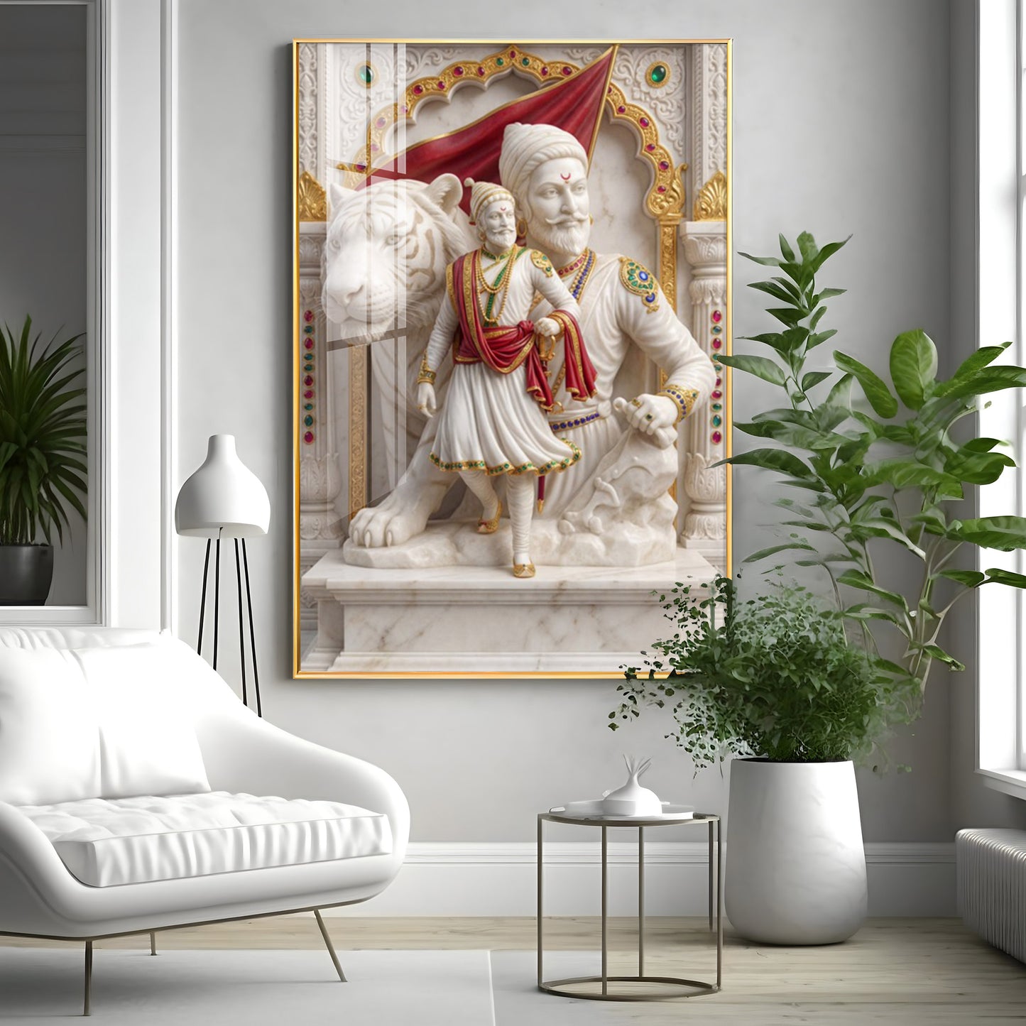 Chhatrapati Shivaji Maharaj With Tiger Premium Acrylic Vertical Wall Art