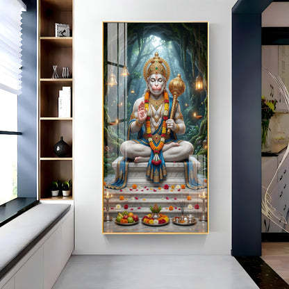 Divine Harmony Of Lord Hanuman Premium Acrylic Vertical Wall Art