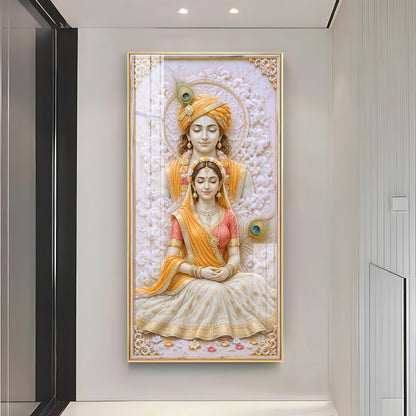 Meditation Radha Krishna Premium Acrylic Vertical Wall Art