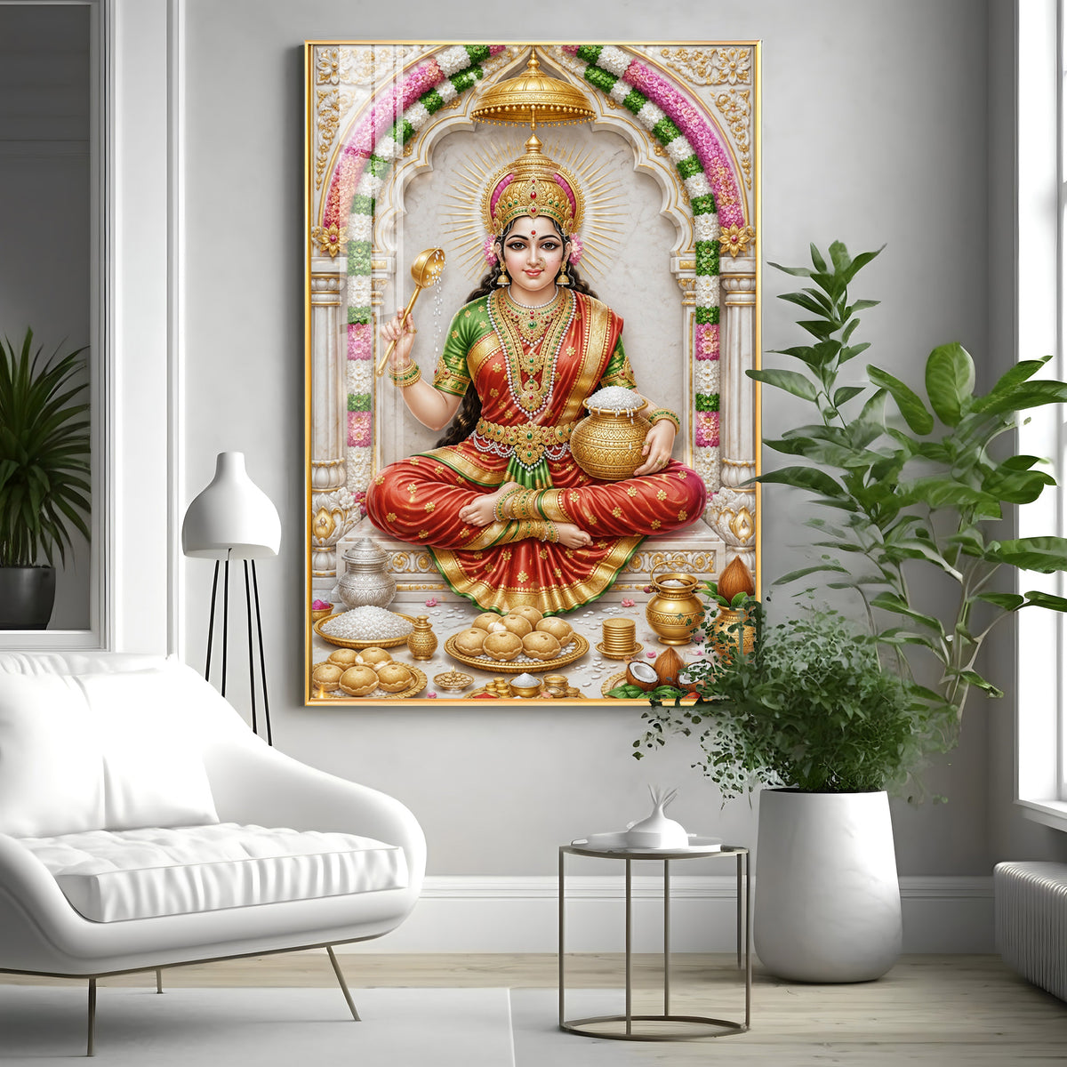 Goddess Annapurna Premium Acrylic Vertical Wall Art