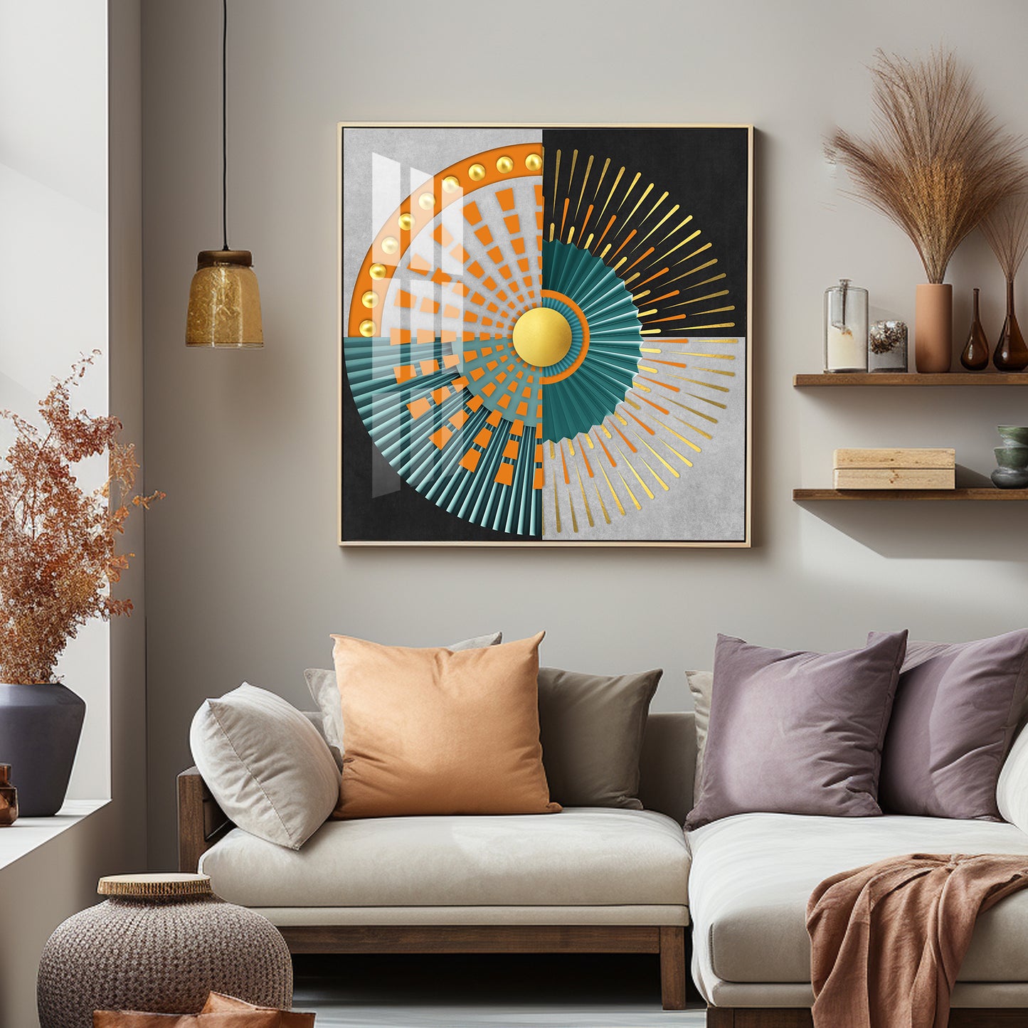 Abstract Geometric Circle Design Premium Acrylic Square Wall Art