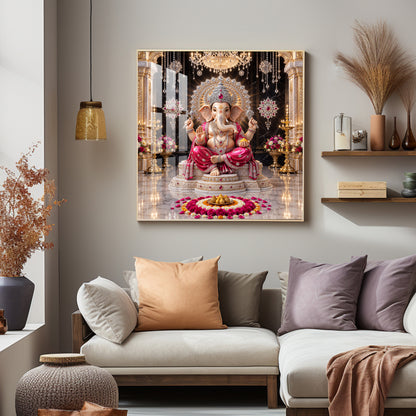 Ganpati Bappa Premium Acrylic Square Wall Art