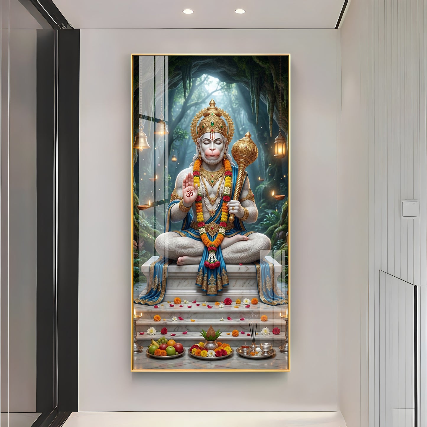 Divine Harmony Of Lord Hanuman Premium Acrylic Vertical Wall Art