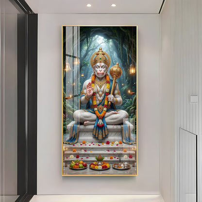 Divine Harmony Of Lord Hanuman Premium Acrylic Vertical Wall Art