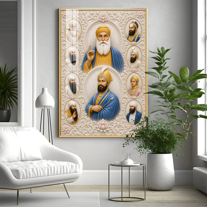 Divine 10 Gurus Premium Acrylic Vertical Wall Art