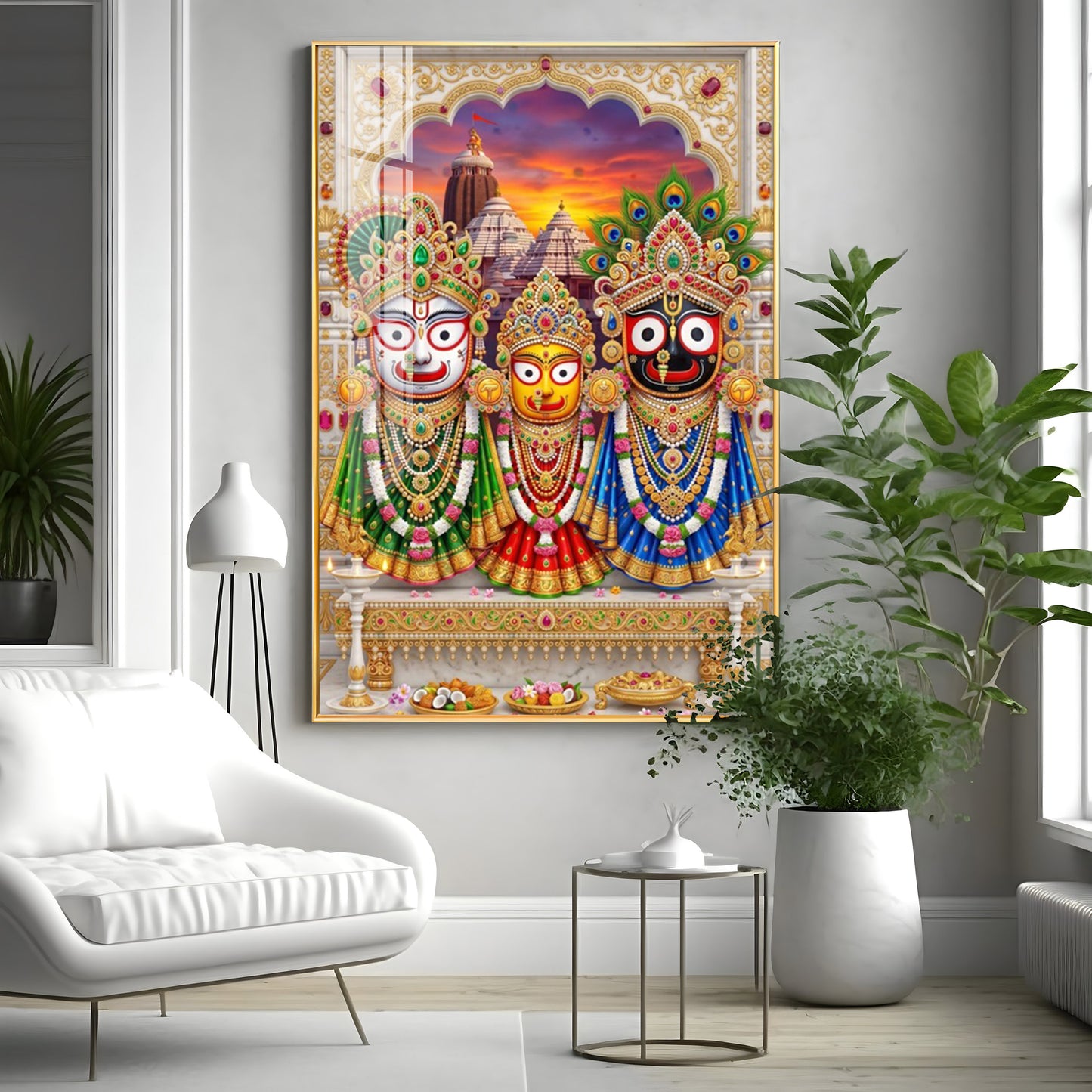 Lord Jagannath, Devi Subhadra & Lord Balabhadra Premium Acrylic Vertical Wall Art