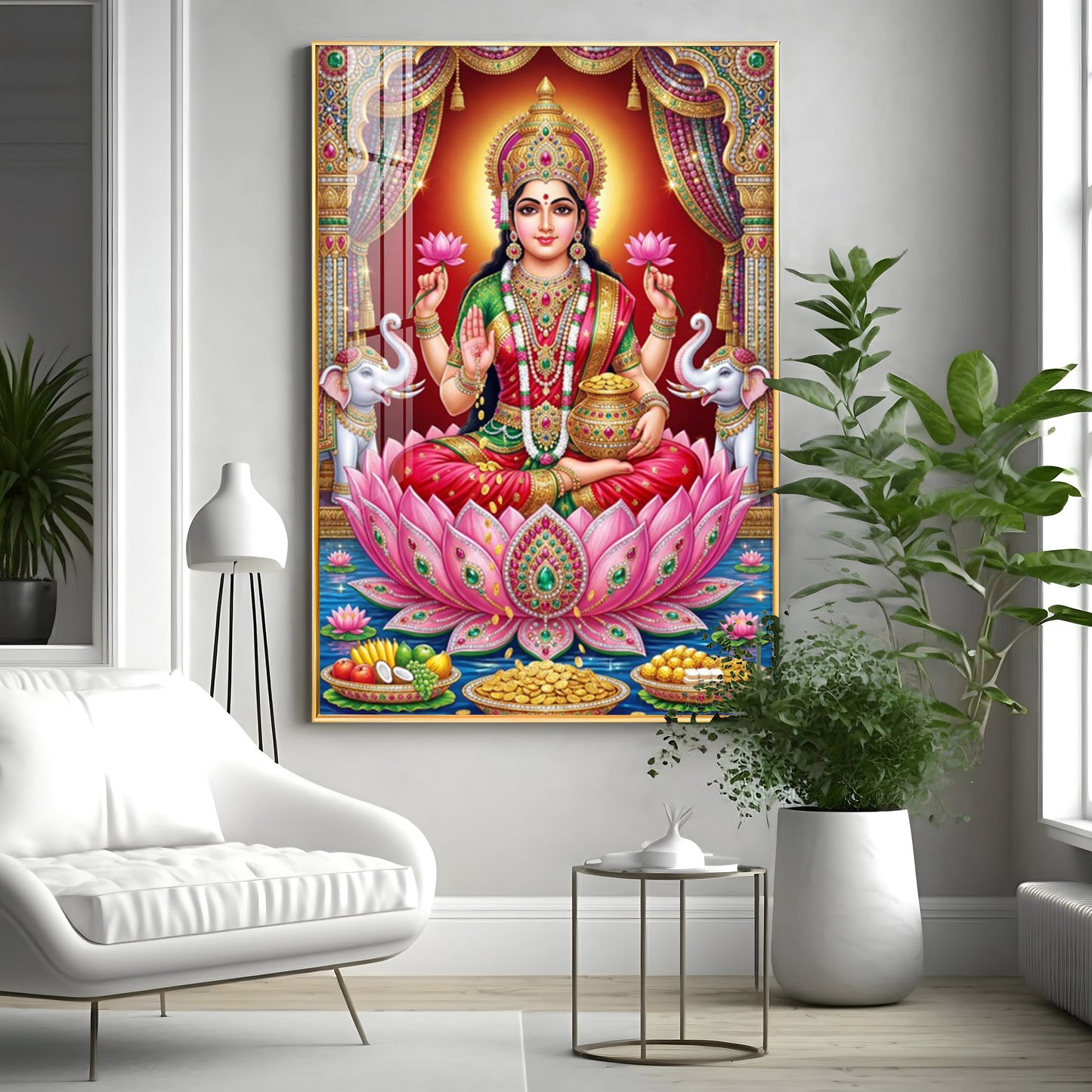 Goddess Mahalakshmi Premium Acrylic Vertical Wall Art