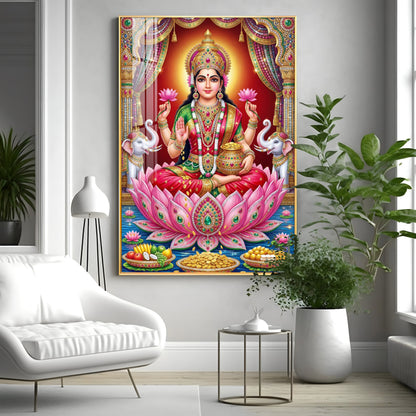 Goddess Mahalakshmi Premium Acrylic Vertical Wall Art