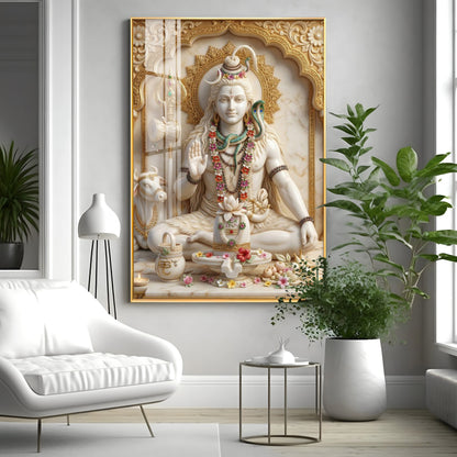 Adi Yogi Lord Shiva Premium Acrylic Vertical Wall Art