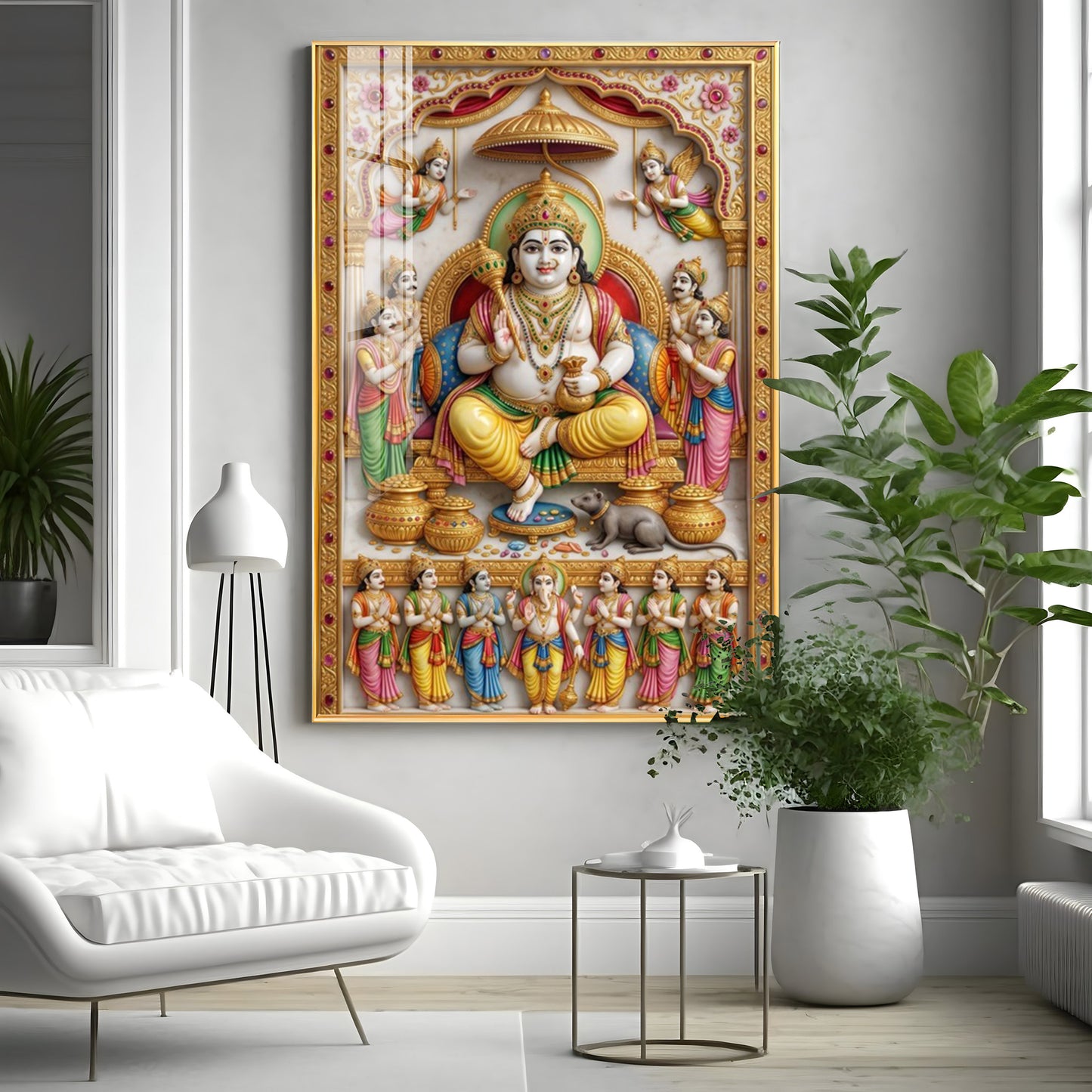Lord Dhanpati Premium Acrylic Vertical Wall Art