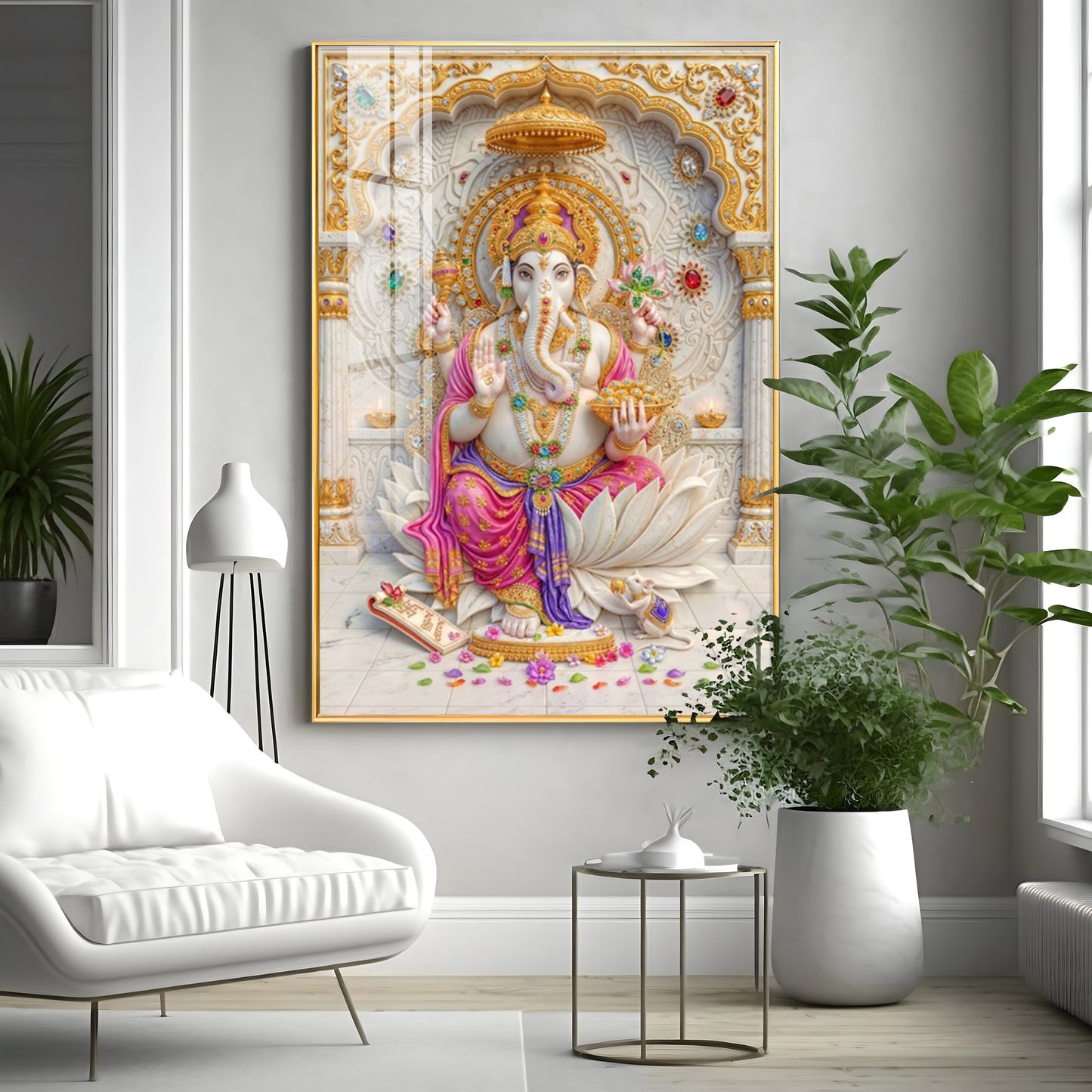 Sacred Ganpati Maharaj Premium Acrylic Vertical Wall Art
